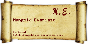 Mangold Evariszt névjegykártya